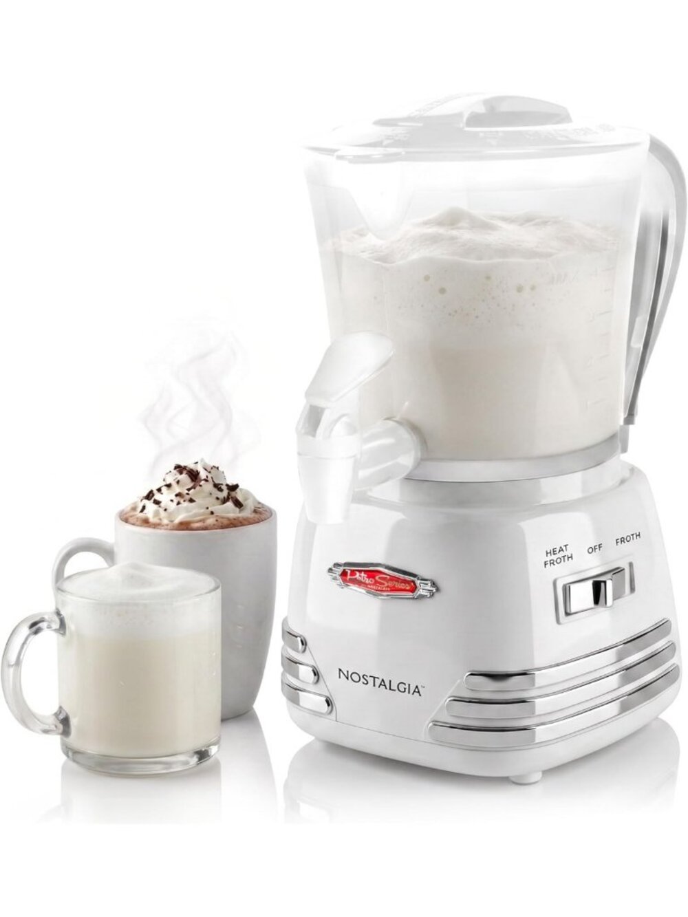 Retro 32oz Hot Chocolate & Milk Frother - Cappuccino & Latte Maker Dispenser